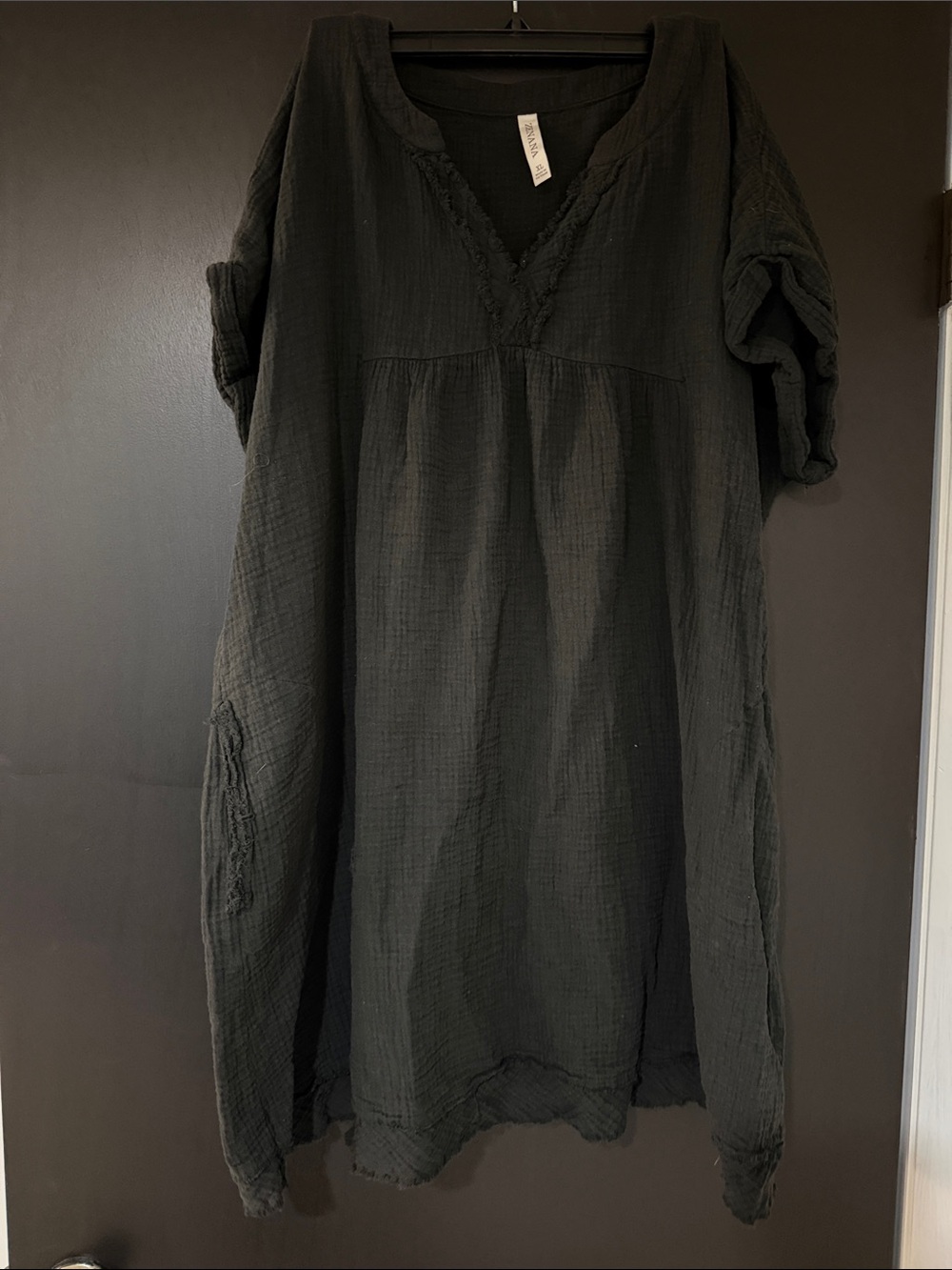 Zenana Outfitters Black Gauze Smock Top
